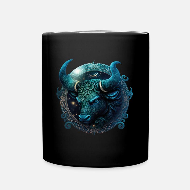 Sternzeichen Stier - Tasse einfarbig - Schwarz