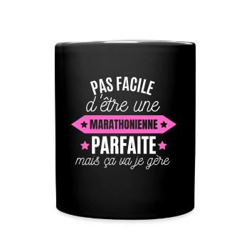 marathonienne parfaite humour pour les marathonien - Mug uni - noir - Devant