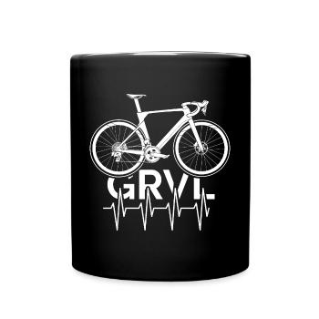 Gravelbike Roadbike Heartbeat Logo Team Symbol - Tasse einfarbig - Schwarz - Vorne
