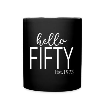 hello Fifty - Full Colour Mug - black - Front
