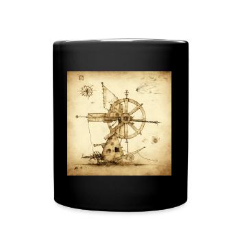 leonardo da vinci machine - Full Colour Mug - black - Front