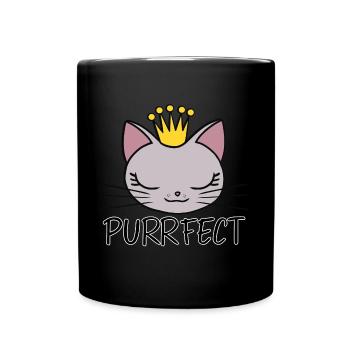 Minette, chatte, chat mignon purrfect - Mug uni - noir - Devant