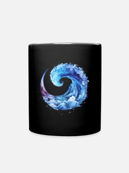 Vague bleue, eau, surf, mer, été, vagues - Mug uni - noir