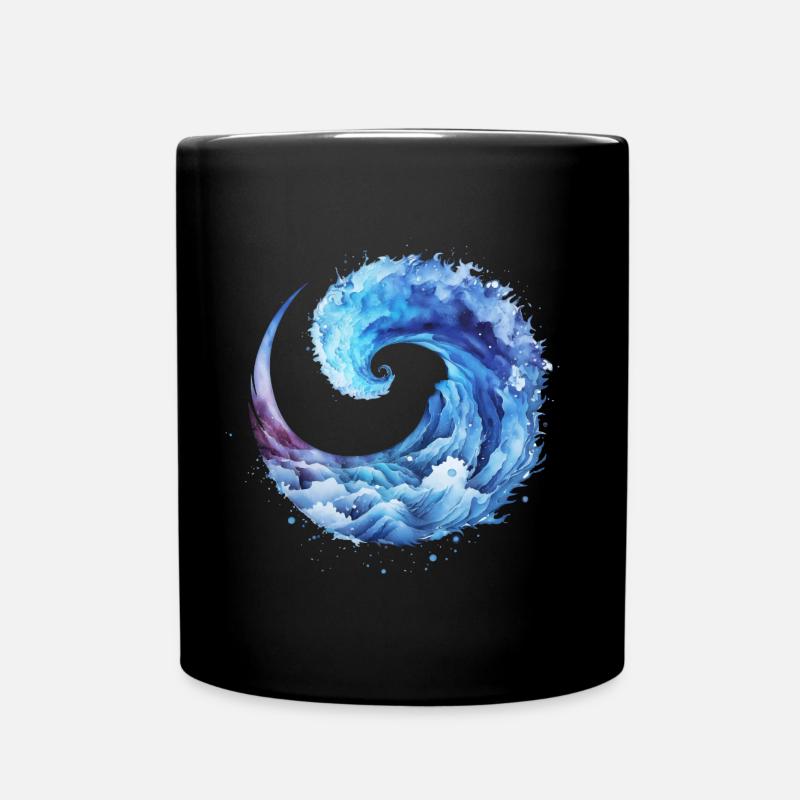 Vague bleue, eau, surf, mer, été, vagues - Mug uni - noir