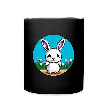 Kleiner Hase Osterhase - Tasse einfarbig - Schwarz - Vorne