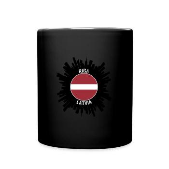 Riga Skyline Lettland Flagge Reisesouvenir - Tasse einfarbig - Schwarz - Vorne
