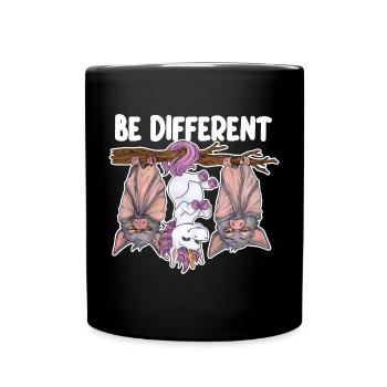 Be Different - Lustiges Einhorn mit Fledermäusen - Tasse einfarbig - Schwarz - Vorne
