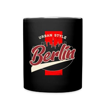Berlin Urban Stil Retro Schrift - Tasse einfarbig - Schwarz - Vorne