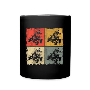 Quad Bike Offroad Retro Quadfahrer ATV - Full Colour Mug - black - Front