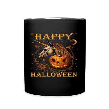 Happy Halloween | Happy Unicorn | Skull Unicorn - Tasse einfarbig - Schwarz - Vorne