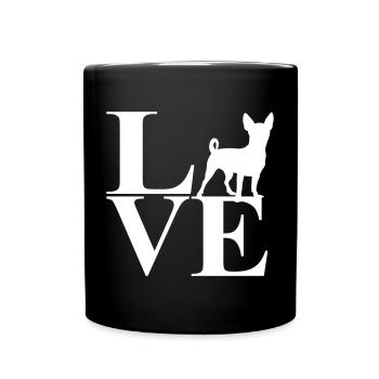 Hundeliebe im LOVE Design - Tasse einfarbig - Schwarz - Vorne
