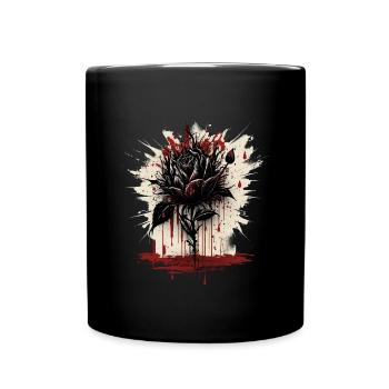 Schwarze Rose Kunst - Tasse einfarbig - Schwarz - Vorne