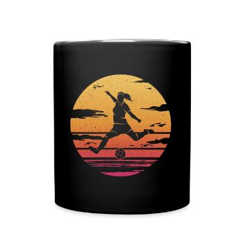 Fußballer Fußballspieler Mädchen Frauen Fußball - Tasse einfarbig - Schwarz - Vorne