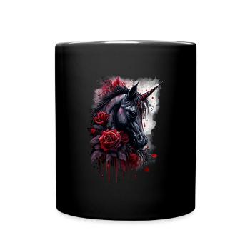 Rose and Unicorn - Full Colour Mug - black - Front