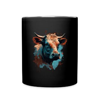 Eine Kuh - Tasse einfarbig - Schwarz - Vorne