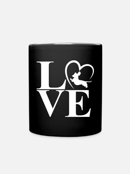 Dachshund Dackel Love Heart - Full Colour Mug - black