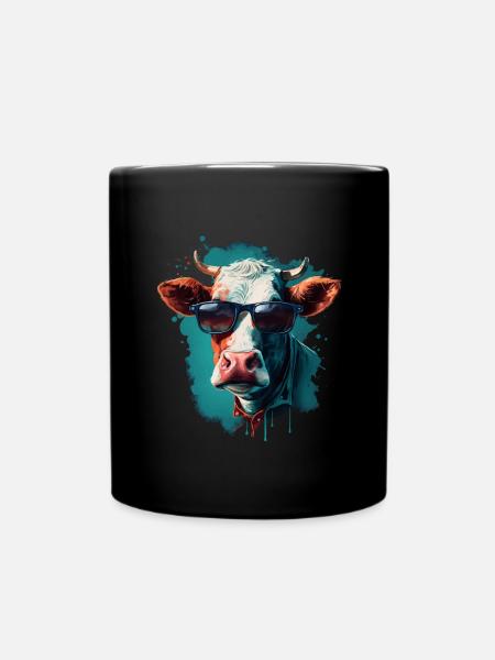 Une vache avec des lunettes de soleil - Mug uni - noir