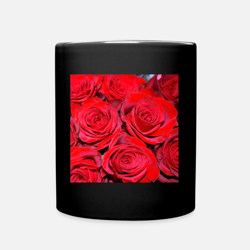 Handyhüllen mit Blume Muster - Tasse einfarbig - Schwarz
