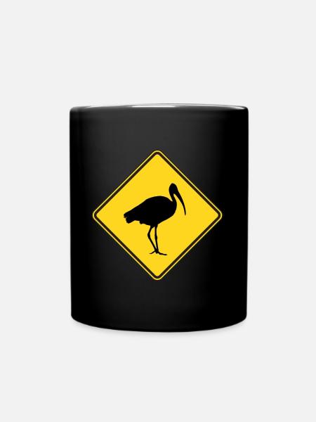 Bin Chicken Road sign - Full Colour Mug - black
