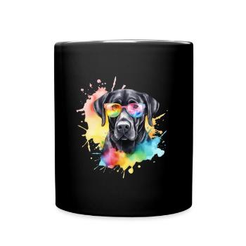 Cooler Labrador Retriever Hund mit Sonnenbrille - Tasse einfarbig - Schwarz - Vorne