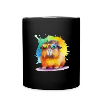 Cochon d’Inde coloré avec des lunettes de soleil - Mug uni - noir - Devant