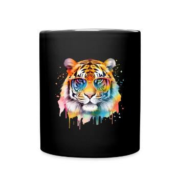 Tigre cool coloré avec des lunettes de soleil - Mug uni - noir - Devant