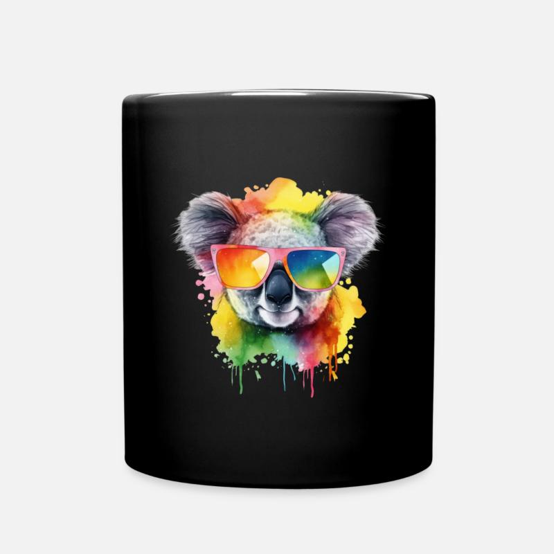 Bunter cooler Koala mit Sonnenbrille - Tasse einfarbig - Schwarz