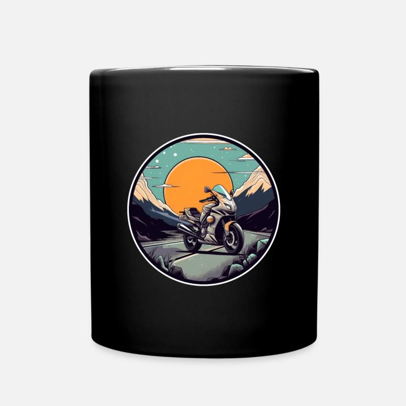 Motorrad Tour Landschaft Motorradfahrer Biker - Tasse einfarbig - Schwarz