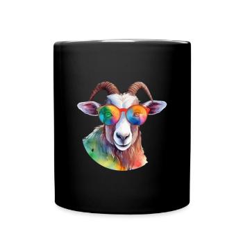 Chèvre colorée cool avec des lunettes de soleil - Mug uni - noir - Devant