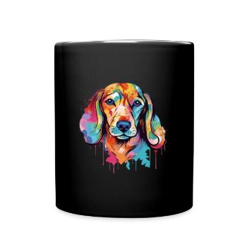 Aquarelle de chien teckel coloré cool - Mug uni - noir - Devant