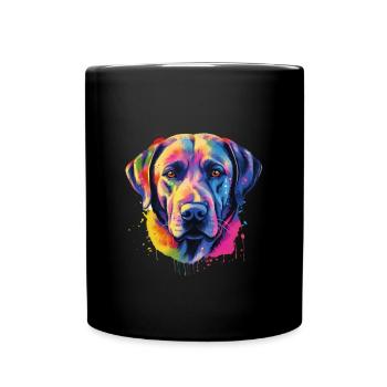 Cooler und bunter Labrador Retriever Hund - Tasse einfarbig - Schwarz - Vorne
