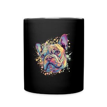Mignon chien bouledogue français coloré - Mug uni - noir - Devant