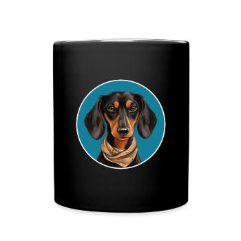 Teckel cool avec foulard pour les amoureux des chiens - Mug uni - noir - Devant