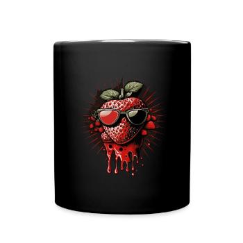 Drôle de fraise avec des lunettes de soleil - Mug uni - noir - Devant