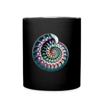 Fibonacci Spirale, Muschel, Goldener Schnitt - Tasse einfarbig - Schwarz - Vorne