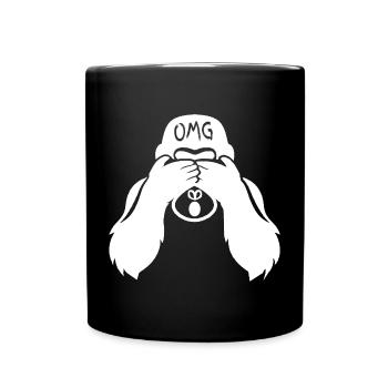 Witziger Gorilla OMG Affe - Tasse einfarbig - Schwarz - Vorne
