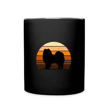 American Eskimo Dog Love Silhouette Vintage Sunset - Mug uni - noir - Devant