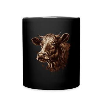 Eine Kuh - Tasse einfarbig - Schwarz - Vorne
