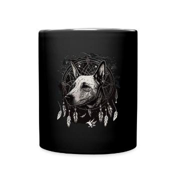 Bullterrier und Traumfänger - Tasse einfarbig - Schwarz - Vorne
