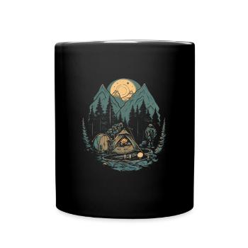 Outdoor - Campen im Wald - Tasse einfarbig - Schwarz - Vorne