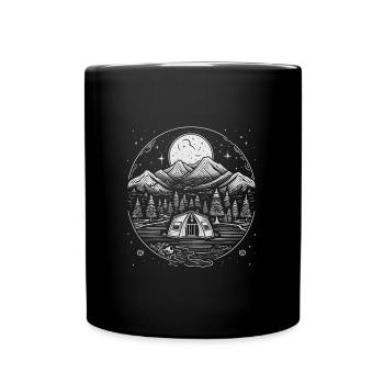 Zelt in Berg und Wald Outdoor - Tasse einfarbig - Schwarz - Vorne