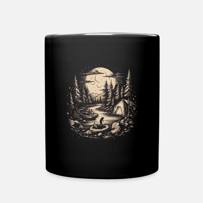 Outdoor: Camping by the river - Full Colour Mug - black