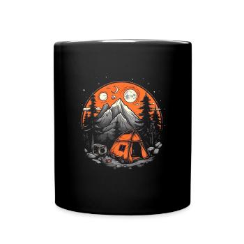 Outdoor - Camping in Wald und Bergen - Tasse einfarbig - Schwarz - Vorne