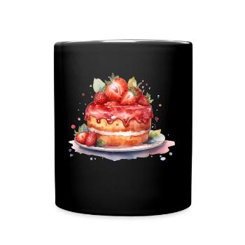 Erdbeeren Bäckerei, Küche Konditorin Erdbeerkuchen - Tasse einfarbig - Schwarz - Vorne
