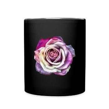 Fleurs Rose Violette colorée Fête des mères Saint-Valentin - Mug uni - noir - Devant