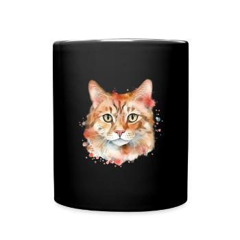 Cute & cute red cat cat - Full Colour Mug - black - Front