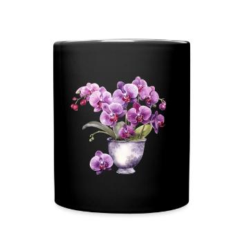 Plantes Fleurs Fleurs Orchidée Rose Rose Mariage - Mug uni - noir - Devant