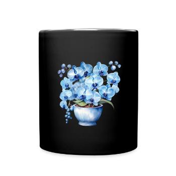 Plantes Fleurs Bleues Fleurs Orchidées Mariage - Mug uni - noir - Devant