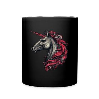 Goth Gothic Einhorn Mystisch Horror Rot Schwarz - Tasse einfarbig - Schwarz - Vorne