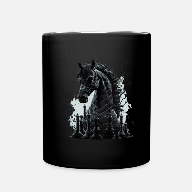 Springer Schach Pferd - Tasse einfarbig - Schwarz